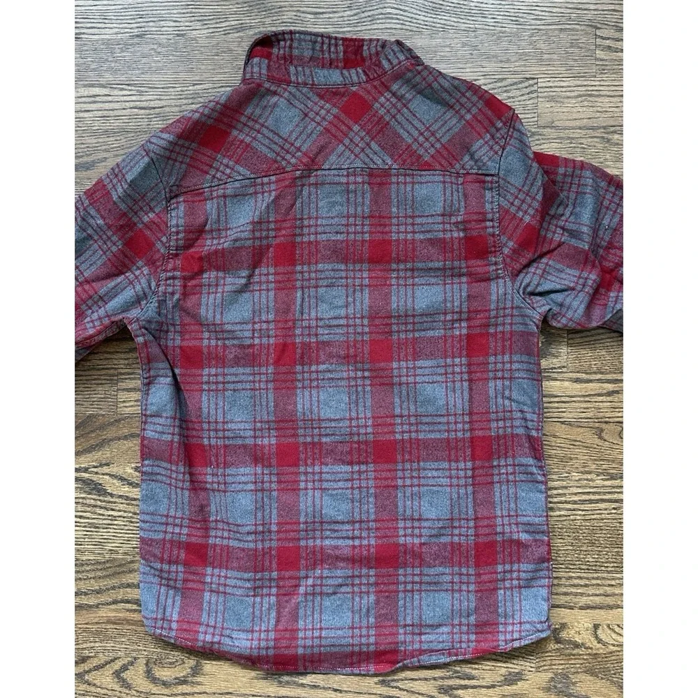 The North Face Mens Approach Flannel Shirt Red Gray Plaid Long Sleeve M